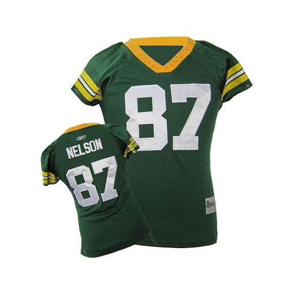 Packers #87 Jordy Nelson Green Women's Field Flirt Stitched NFL Jersey